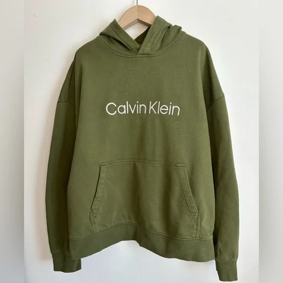 Calvin Klein Men's Olive Hoodie - Picture 1 of 4